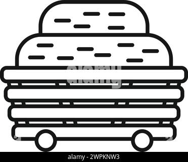Umrissvektor des Symbols „Heu“ des Wagens. Planung der Nahrungsmittelernte. Ökologischer Landbau Stock Vektor