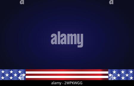USA-Flagge mit blauem, radialem Hintergrund Stock Vektor