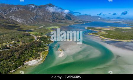 Luftlinie der Klein River Lagoon, Hermanus, Westkap Provinz, Südafrika, Afrika Stockfoto