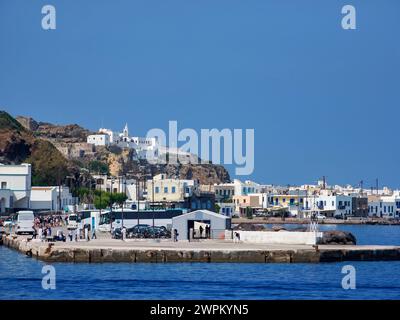 Hafen in Mandraki, Nisyros, Dodekanes, griechische Inseln, Griechenland, Europa Stockfoto