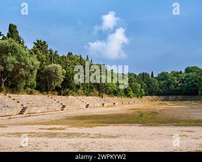 Altes Stadion an der Akropolis, Rhodos-Stadt, Rhodos-Insel, Dodekanese, griechische Inseln, Griechenland, Europa Stockfoto