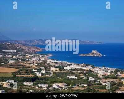 Blick auf die Insel Kastri, Kamari Bay, Kos Island, Dodekanese, griechische Inseln, Griechenland, Europa Stockfoto