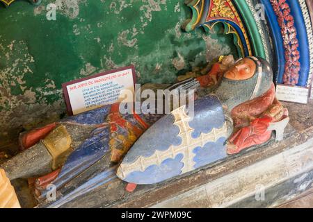 Grab (mit Bildnis) von Sir John de Broughton in St. Mary's Church, Broughton bei North Newington. Sandfine Road. Broughton. Banbury. OX15 5EF (134) Stockfoto