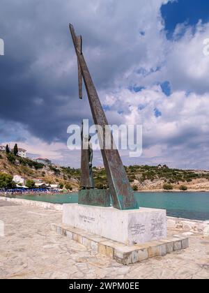 Statue von Pythagoras, Hafen von Pythagoreio, Insel Samos, nördliche Ägäis, griechische Inseln, Griechenland, Europa Stockfoto