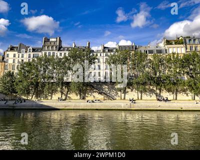 Seine-Ufer und Gebäude in Paris, Frankreich, Europa Stockfoto