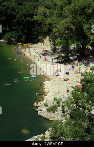 The Pont d'Arc, Wasseraktivitäten, Vallon-Pont-d'Arc. Ardeche, Frankreich Stockfoto