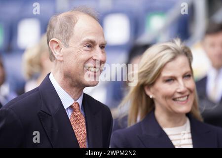 Duke and Duchess of Edinburgh während eines Besuchs im Headingley Stadium in Leeds, um Rugby-Trials zu sehen und an einer Preisverleihung teilzunehmen. Bilddatum: Freitag, 8. März 2024. Stockfoto