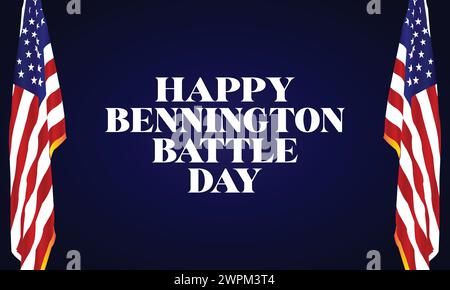 Happy Bennington Battle Day Text mit Illustration der usa-Flagge Stock Vektor