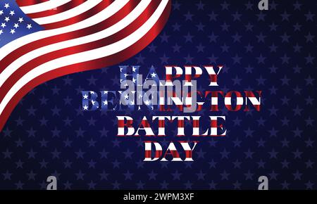 Happy Bennington Battle Day Text mit Illustration der usa-Flagge Stock Vektor