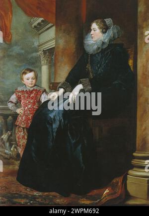 Sir Anthony van Dyck, Porträt einer Genueser Adligen und ihres Sohnes Stockfoto