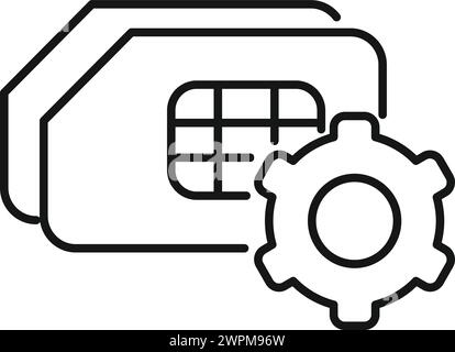 Umrissvektor des Symbols SIM TECH Mobile. Online-Übersicht. Zugriff auf zufällige Größe Stock Vektor
