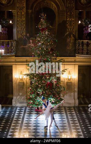 04/11/16 Kommission Mcc0073519 hat Daisy Kerry (17) und Benjamin Jones (15) zugewiesen. Ballerinas posieren für Fotos in der Painted Hall in Chatsworth Stockfoto