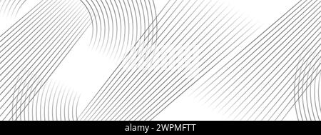 Abstrakte wellenende schwarze Kreise Linien Technologie weißen Hintergrund. Leuchtende Linien glänzende geometrische Form Technologie Konzept, für Banner, Website, Header Stock Vektor