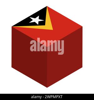 Osttimor-Flagge - isometrischer 3D-Würfel auf weißem Hintergrund isoliert. Vektorobjekt. Stock Vektor