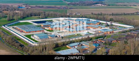 Bild von BAV Media 07976 880732. Das Bild vom 8. März zeigt das HM Prison Whitemoor ist ein Männergefängnis der Kategorie A in der Nähe von March, Cambridgesh Stockfoto