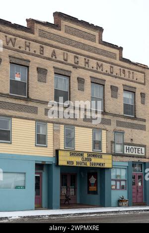 Shoshone Showhouse, wegen Bedarf an Digitalprojektor geschlossen, Shoshone, Idaho. Stockfoto