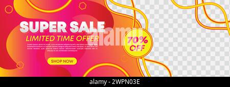 Super-Sale-Banner zum Saisonende. mega Flash Sale Rabatt Webbanner Vorlage Werbebeiträge. Rabattbanner für Online-Shopping Stock Vektor