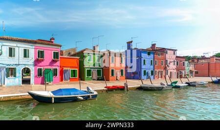 Farbige Häuser in venezianischen Stadt Burano, Italien Stockfoto