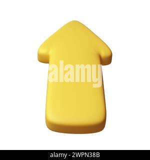 Pfeil, der nach vorne zeigt, gelb. Realistisches 3D-Design im Cartoon-Stil aus Kunststoff. Symbolabbildung Stockfoto