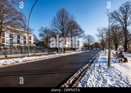 Houses on the Outer Alster in Hamburg, Winter impressions, Northern Germany, Germany Stock Photo