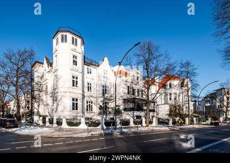 Jugendstilhäuser an der Außenalster in Hamburg, Wintereindrücke, Norddeutschland, Deutschland Stockfoto