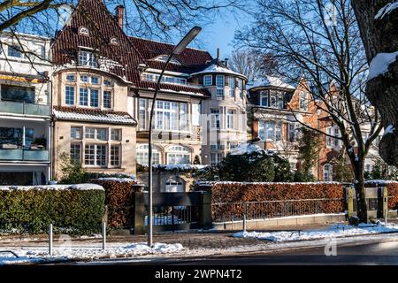 Jugendstilhäuser an der Außenalster in Hamburg, Wintereindrücke, Norddeutschland, Deutschland Stockfoto