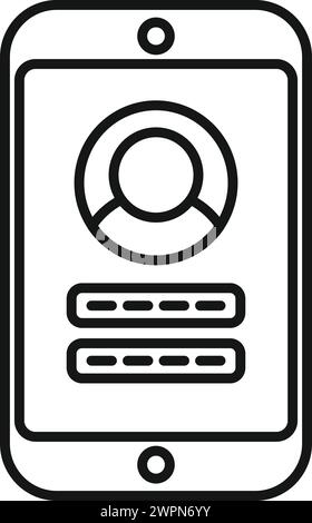 Umrissvektor des Symbols für die Telefonanmeldung der Person. Anwendungsnummer. STEP-Datencode Stock Vektor