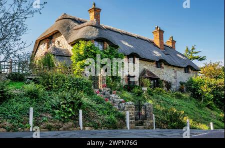 Reetdachhaus, Godshill, Isle of Wight, Hampshire, Großbritannien, England Stockfoto