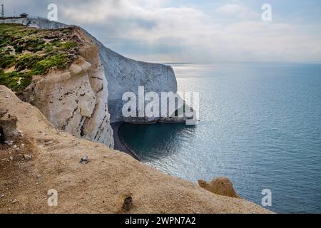 Klippen an der Südwestspitze der Insel bei Alum Bay, Isle of Wight, Hampshire, Großbritannien, England Stockfoto