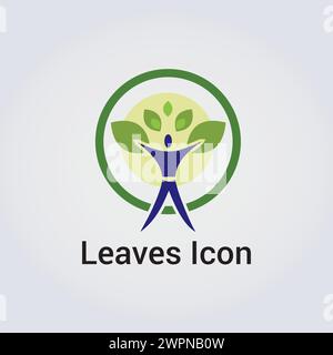Icon Natur Laub, Blätter und Umwelt Design Blaugrüne Farben für Logo Green Business Ecology Recycling Gartenarbeit Stock Vektor