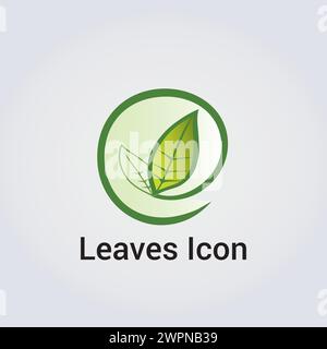Icon Natur Laub, Blätter und Umwelt Design Blaugrüne Farben für Logo Green Business Ecology Recycling Gartenarbeit Stock Vektor