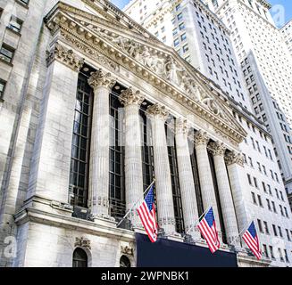 New York Stock Exchange, Außenansicht, Financial District, New York City, New York, USA Stockfoto