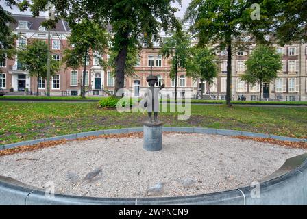 Haags Jantje, Denkmal, lange Vijverberg, Hofvijver, Hausfassade, Architektur, Aussicht, den Haag, Holland, Niederlande, Stockfoto