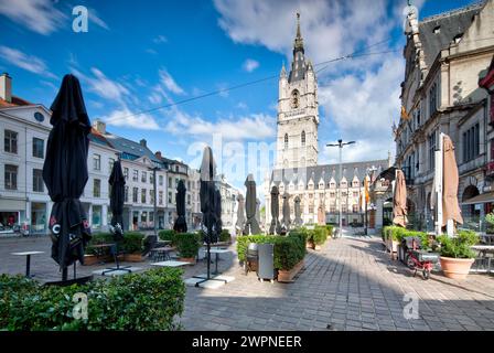 Gent Glockenturm, Belfort, Tuchhalle, Hausfassade, Architektur, Stadtbezirk, Gent, Ostflandern, Belgien, Stockfoto