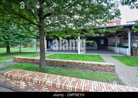 Wandgemälde, ENTR, Restaurant, Veranstaltungen, Ham, Hausfassade, Architektur, Nachbarschaft, Aussicht, Gent, Ostflandern, Belgien, Stockfoto