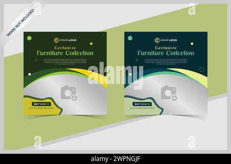 Post-Vorlage für Möbel in sozialen Medien, Möbel-Abdeckung und Web-Banner-Vorlage, einfache und moderne Möbel quadratische Social-Media-Post-Vorlage Stock Vektor