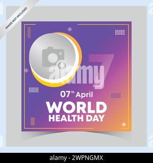 Weltgesundheitstag instagram-Beiträge und quadratische Social-Media-Vorlage Welttag, Gesundheit, Herzmedizin, Herztag, medizinischer Tag, Gesundheit Illustration, er Stock Vektor