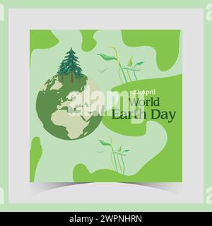 Post zum Welttag in sozialen Medien. Umweltprobleme und Umweltschutz. Vorlage für Webbanner zum Muttertag. Alles Gute Zum Welttag Der Erde Stock Vektor