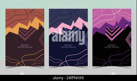 Posterset Im Memphis-Stil. Kreative abstrakte Hintergründe für Social-Media-Vorlagen, neutrale Farben für Ihre Dekoration, abstrakte Vektorvektoren im flachen Stil Stock Vektor