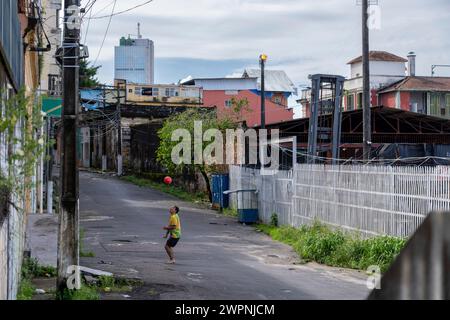 Manaus - brasilianischer Regenwald, Bootstour auf dem Amazonasgebiet auf einem Boutique-Schiff (MS Janganda) - Flussfahrt Stockfoto