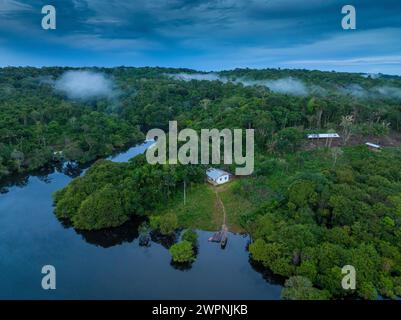 Brasilianischer Regenwald, Bootstour auf dem Amazonasgebiet auf einem Boutique-Schiff (MS Janganda) - Flussfahrt Stockfoto