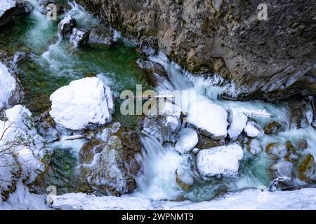 Breitachklamm im Winter, Oberstdorf, Allgäu, Bayern, Deutschland Stockfoto