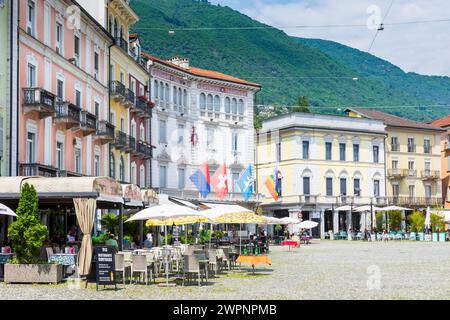 Locarno, Piazza Grande in Locarno, Tessin, Schweiz Stockfoto