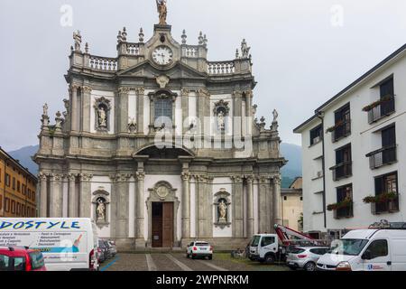 Morbegno, Kirche San Giovanni Battista in Sondrio, Lombardia / Lombardei, Italien Stockfoto