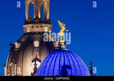 Dresden, Frauenkirche, Glaskuppel des Hauptgebäudes - umgangssprachlich „Zitronenquetscher“ der Akademie der bildenden Künste Dresden, Sachsen, Deutschland Stockfoto