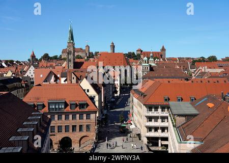 Deutschland, Bayern, Mittelfranken, Nürnberg, Stadtübersicht, Altstadt, St.. Sebalds Kirche, Kaiserburg Stockfoto