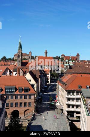 Deutschland, Bayern, Mittelfranken, Nürnberg, Stadtübersicht, Altstadt, St.. Sebalds Kirche, Kaiserburg Stockfoto