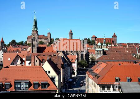 Deutschland, Bayern, Mittelfranken, Nürnberg, Stadtübersicht, Altstadt, St.. Sebalds Kirche, Kaiserburg Stockfoto