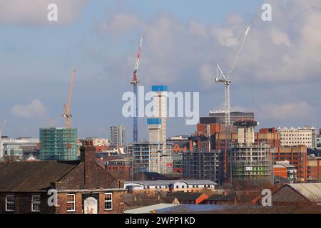 Brotherton House, Lisbon Street & Triangle Yard Bauarbeiten befinden sich derzeit im Stadtzentrum von Leeds, West Yorkshire, Großbritannien Stockfoto