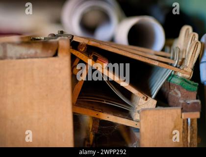 Impressionen einer Klavierwerkstatt Stockfoto